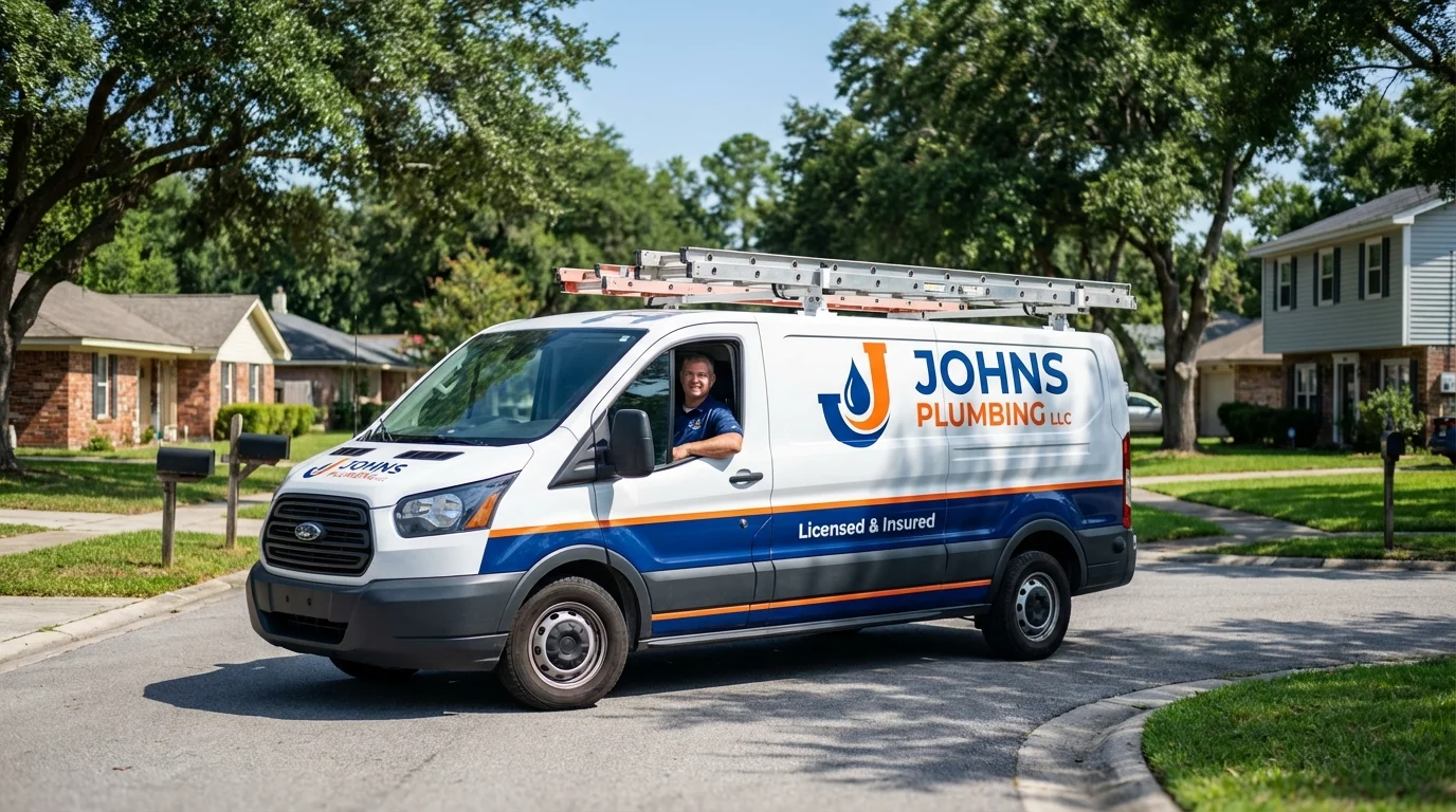 Johns Plumbing LLC service van in Harbor Springs, MI