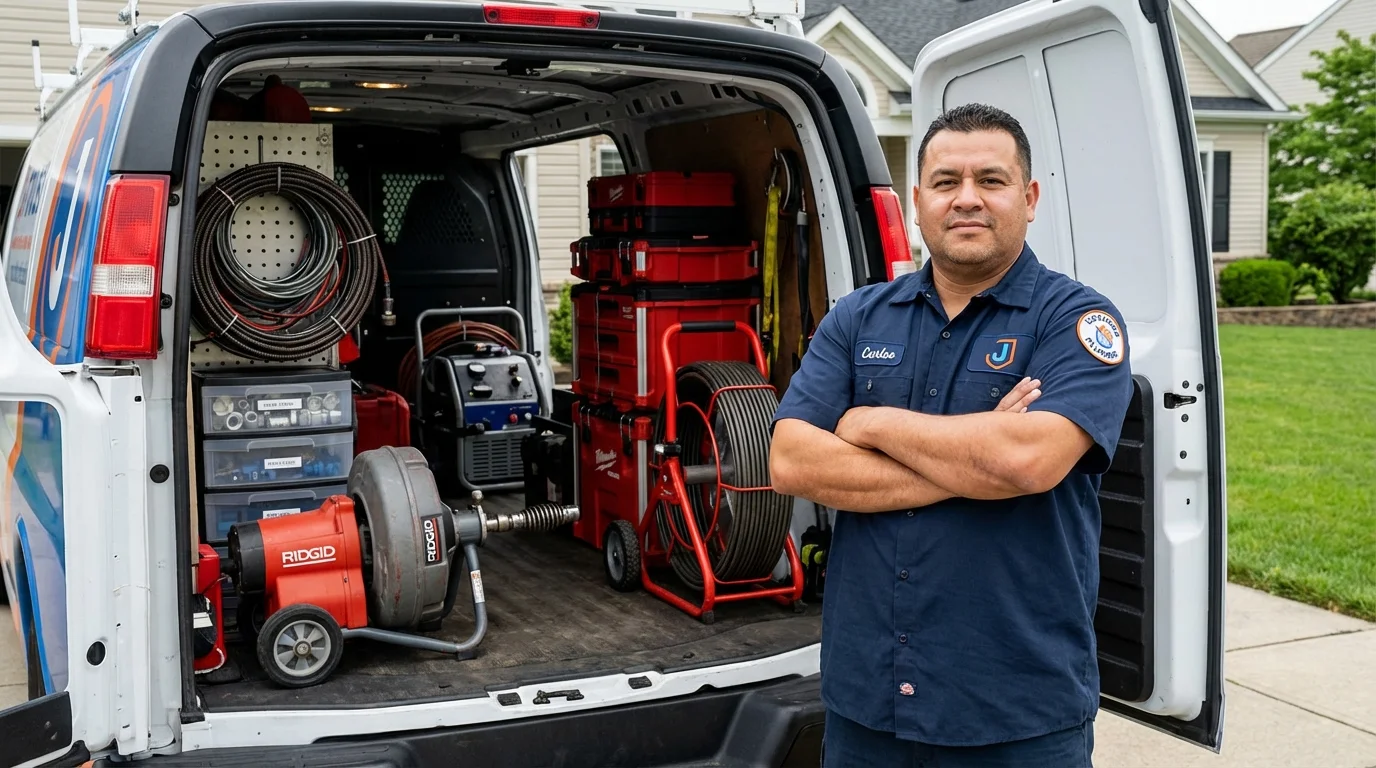 Professional drain cleaning equipment and Johns Plumbing LLC plumber in Harbor Springs