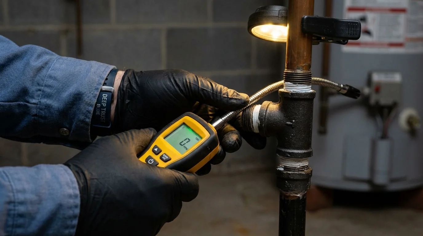Gas leak detection with electronic sniffer by Johns Plumbing LLC in Harbor Springs